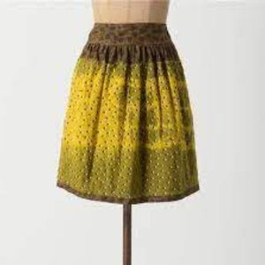 Anthropologie Gregory Arashi Yellow Drenched Skirt Linen Silk